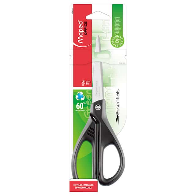 NOŻYCZKI EKOLOGICZNE ESSENTIALS GREEN 21CM BLISTER (24)
