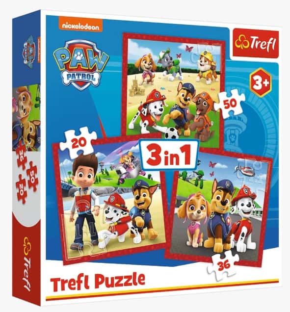 Puzzle 3w1 Psi Patrol Wesołe pieski Paw Patrol Trefl – zdjęcie 1