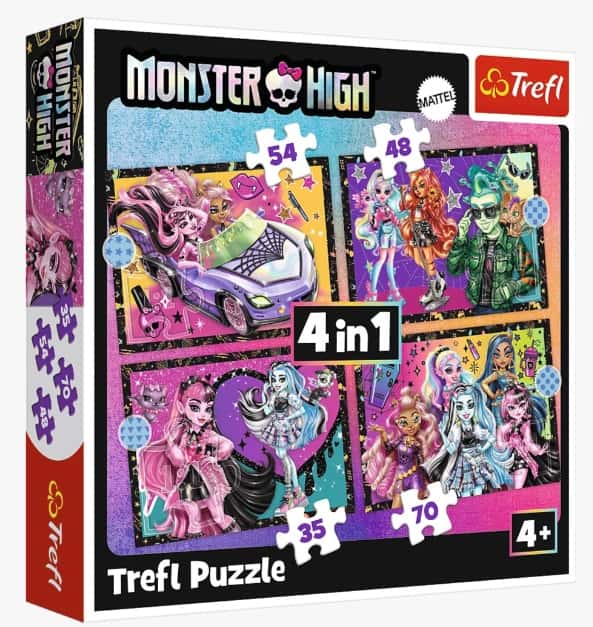 Puzzle 4w1 Monster High, Elektryzujący dzień Monster High  – zdjęcie 1