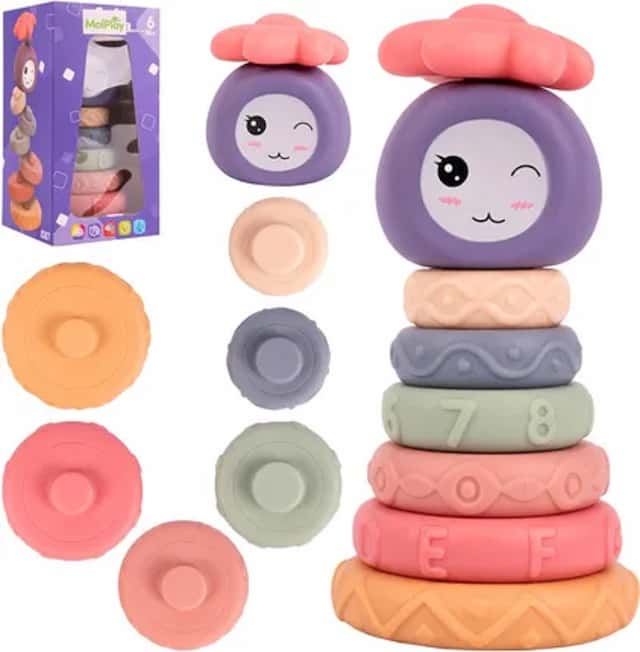 Klocki miękkie sensoryczne wieża 7 el. piramidka – zdjęcie 1