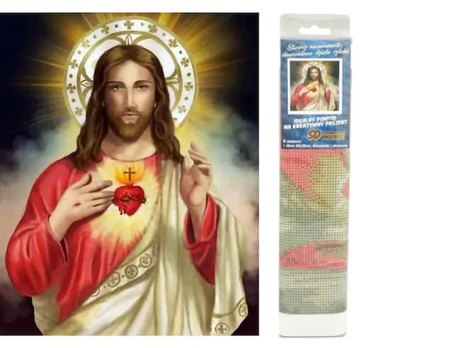 Diamentowa Mozaika Jezus Z Sercem Prezent Na Komunię – zdjęcie 1