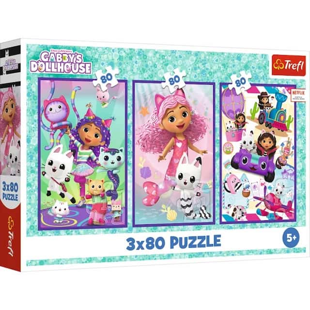 Puzzle Koci Domek Gabi 3 x 80 el. Kolorowe dni Gabby – zdjęcie 1