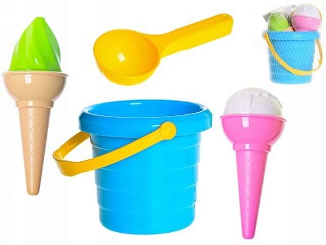 Zestaw do piasku 6 el. Łyżka do lodów Lody Wiadereczko  – zdjęcie 1