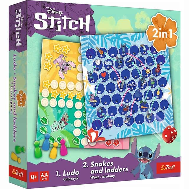 Gra klasyczna Lilo & Stitch, 2w1 Chińczyk / Węże i drabiny – zdjęcie 1