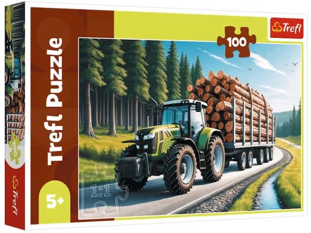 Puzzle 100 el. Ciągnik leśny Trefl – zdjęcie 1