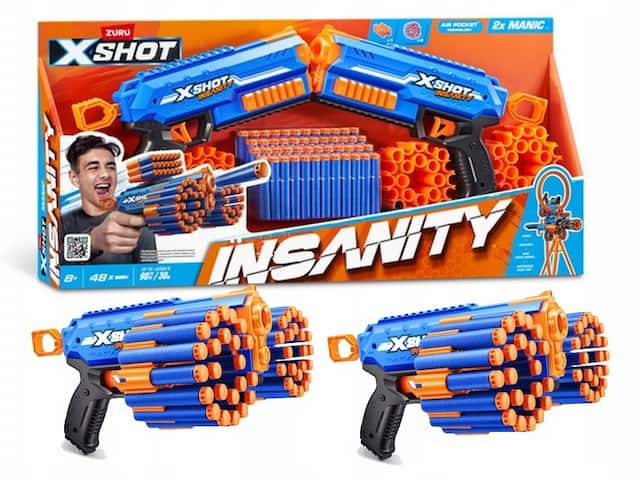 Zuru X-Shot PISTOLETY Insanity Double Manic AIR POCKET  – zdjęcie 1