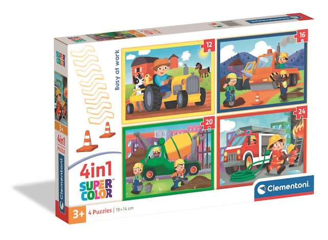 Puzzle 4w1 Zająci pracą Zawody Clementoni