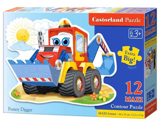 Puzzle 12 el. Maxi Śmieszna Koparka Castorland – zdjęcie 1