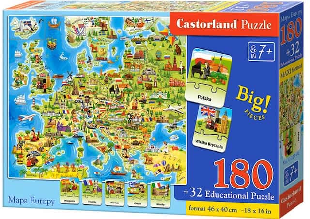 Puzzle Edukacyjne 180 el. Mapa z Quizem   Castorland – zdjęcie 1