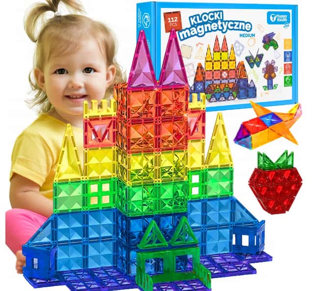 Klocki Magnetyczne Kreatywne Budowlane 112 el. Happy Kiddo – zdjęcie 1