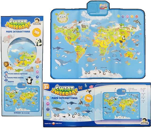 INTERAKTYWNA MAPA ZWIERZĄT SWIATA B/O 56X41 CM – zdjęcie 1