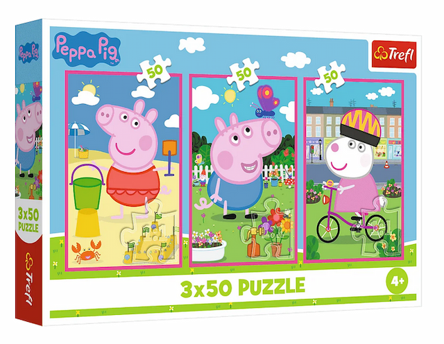 Puzzle 3 x 50 el. Świnka Peppa Siła Przyjaźni Trefl – zdjęcie 1