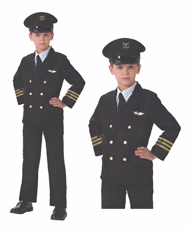Strój Karnawałowy Pilot Samolotu Pasażerskiego R. 128 cm  – zdjęcie 1