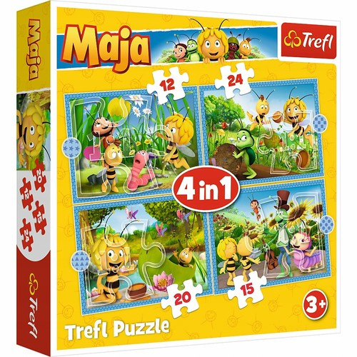 Puzzle 4w1 Pszczółka Maja Przygody Pszczółki Mai Trefl – zdjęcie 1