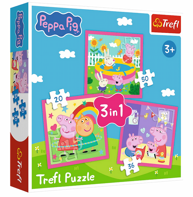 Puzzle 3w1 Świnka Peppa, Peppa i Przyjaciele Trefl – zdjęcie 1