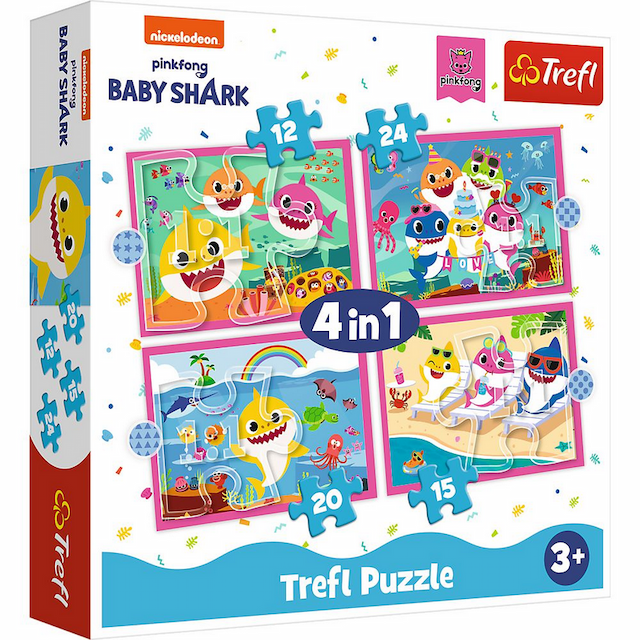 Puzzle 4w1 Rodzina Rekinów Baby Shark Trefl – zdjęcie 1