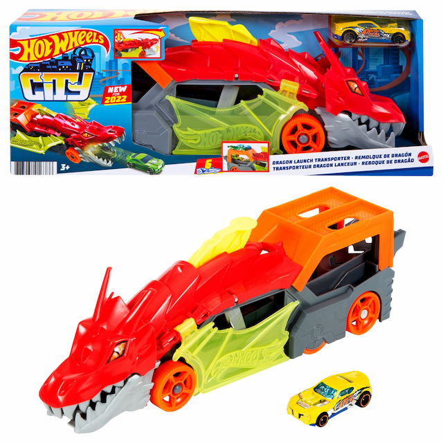 Hot Wheels City Dragon Smok Transporter z Wyrzutnią – zdjęcie 1
