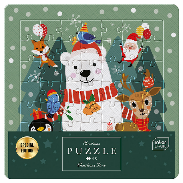 Puzzle w ramce 49 el. Christmas Time Świąteczne Zwierzątka