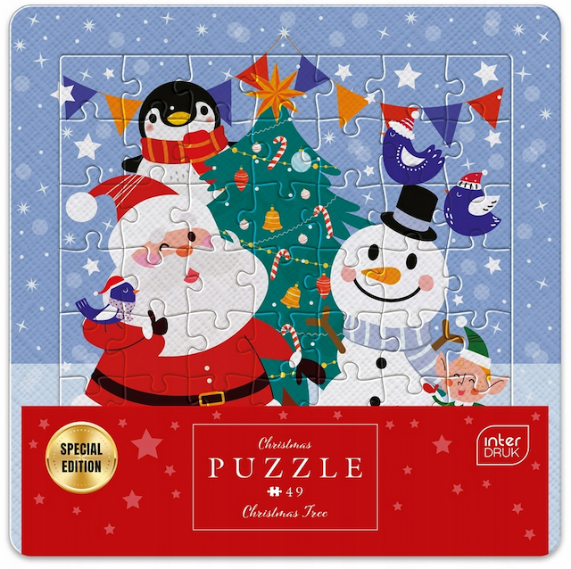 Puzzle w Ramce 49 el. Christmas Tree Mikołaj Choinka Bałwan