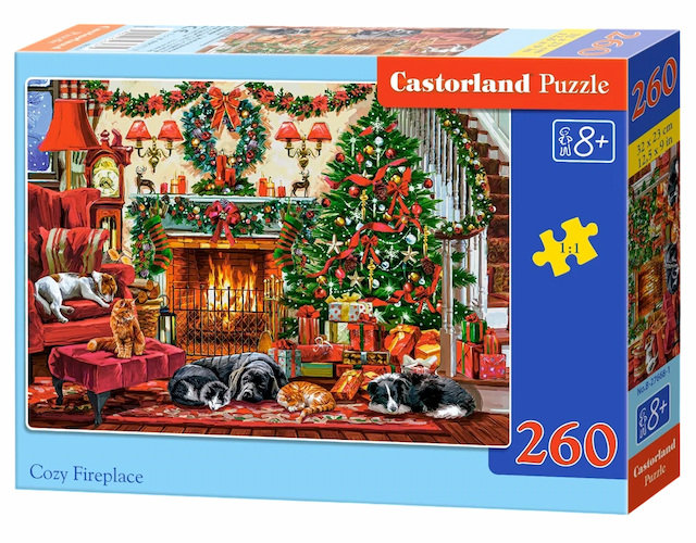 Puzzle 260 el. Przytulny Kominek Świąteczne Święta Choinka – zdjęcie 1