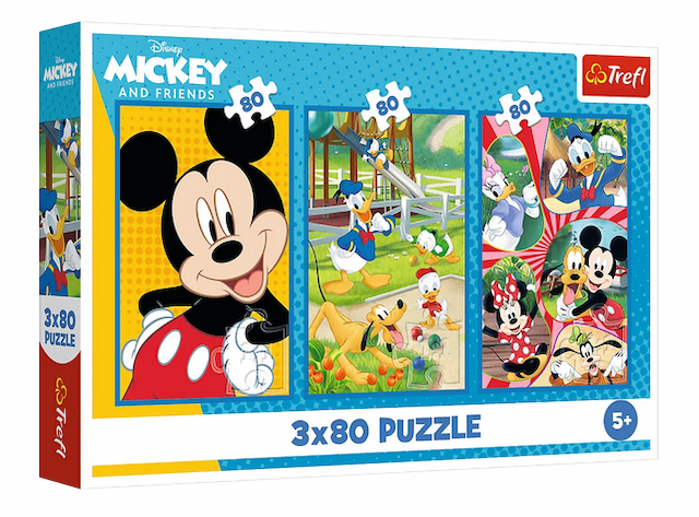 Puzzle 3 x 80 el. Disney Ekipa Myszki Miki Trefl – zdjęcie 1