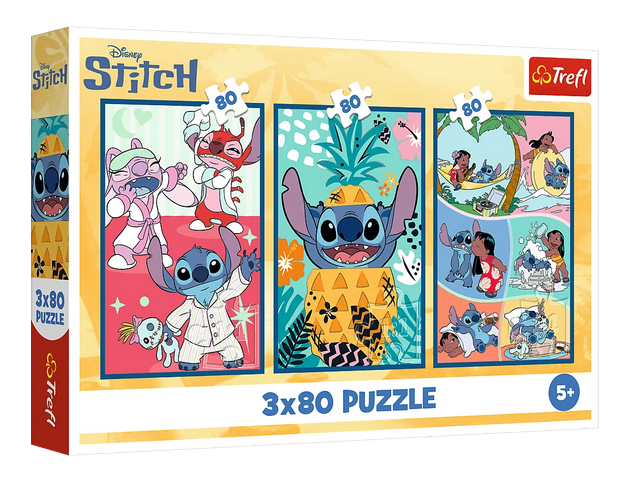 Puzzle 3 x 80 el. Lilo & Stitch Świat Stitcha Trefl – zdjęcie 1