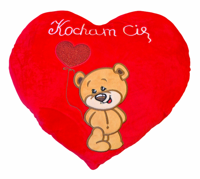 Poduszka Maskotka Serce napis Kocham Cię Walentynki 48 cm