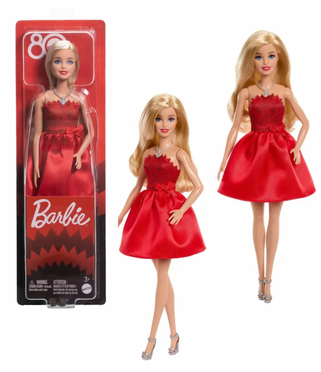 Lalka Barbie Kolekcjonerska w Czerwonej Sukience 80 - lecie – zdjęcie 1