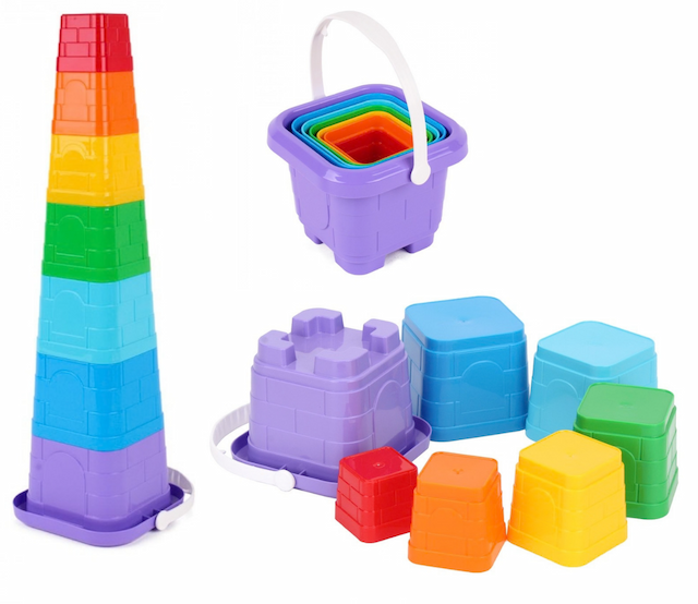 Zestaw do Piasku Piramidka Wiaderko Foremki Wieża 38 cm – zdjęcie 1