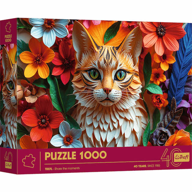 Puzzle z efektem 3D 1000 el. 40-lecie Trefl - Kot – zdjęcie 1