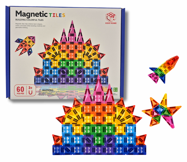 Klocki Magnetyczne Konstrukcyjne 3D Magnetic Tiles 60 el. – zdjęcie 1