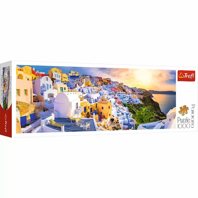 Puzzle 1000 el. Panorama Zachód Słońca na Santorini Grecja – zdjęcie 1