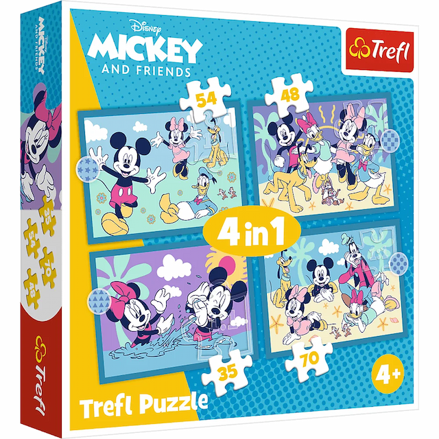 Puzzle 4w1 Zabawne zdarzenia Myszki Miki  Disney Trefl – zdjęcie 1