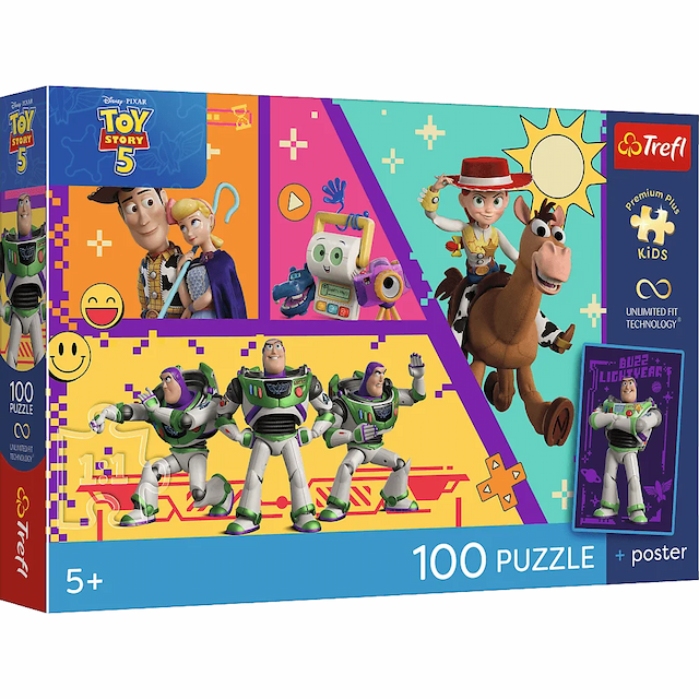 Puzzle 100 el. Premium  Toys Story 5 Zabawki  + plakat Trefl – zdjęcie 1