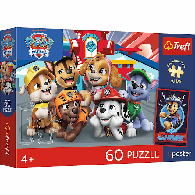 Puzzle 60 el. Premium Plus Kids Psi Patrol + Plakat Trefl – zdjęcie 1