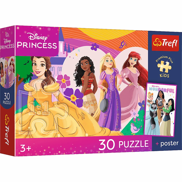 Puzzle 30 el. Premium Plus Disney Księżniczki + Plakat Trefl – zdjęcie 1