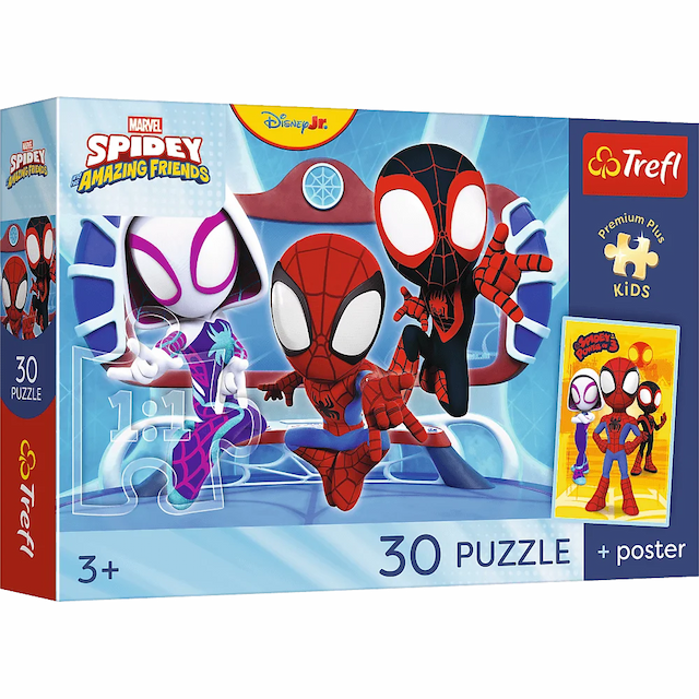 Puzzle 30 el. Premium Plus Kids Marvel Spidey + Plakat Trefl – zdjęcie 1