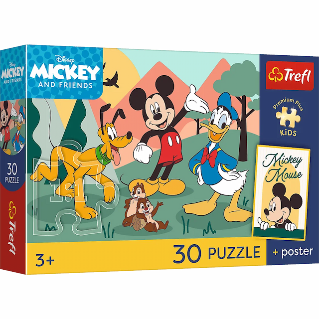 Puzzle 30 el. Premium Plus Disney Myszka Miki + Plakat Trefl – zdjęcie 1