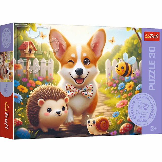 Puzzle 30 el. Dzień z Corgim Pies Zwierzęta Trefl – zdjęcie 1