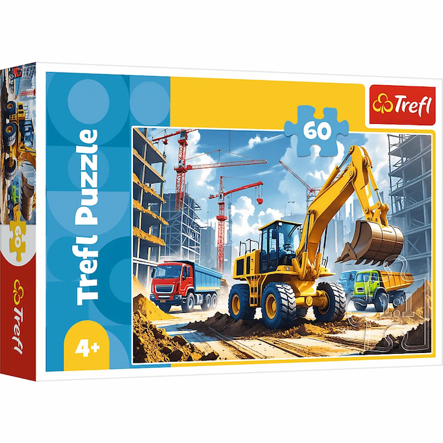 Puzzle 60 el. Traktor koparko-ładowarka Pojazdy Budowlane  – zdjęcie 1