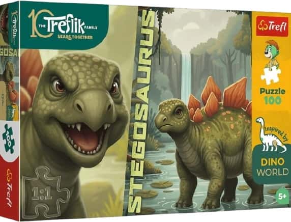 Puzzle 100 el. Dinozaur Stegosaurus Rodzina Treflików  – zdjęcie 1