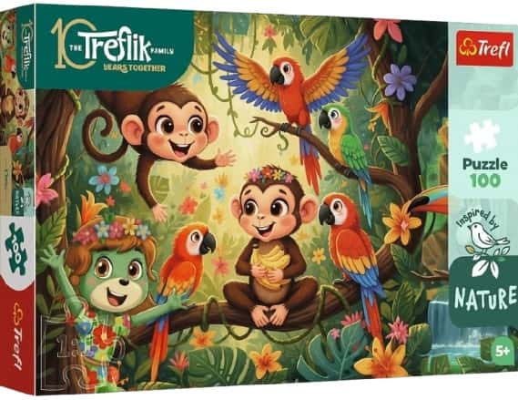 Puzzle 100 el. Małpki i Przyjaciele Rodzina  Treflików Trefl – zdjęcie 1