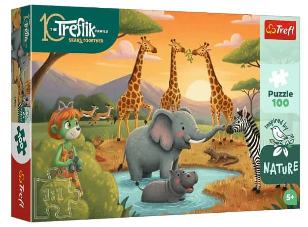 Puzzle 100 el. Wesoła Ferajna Dzikie Zwierzęta Rodzina Trefl – zdjęcie 1