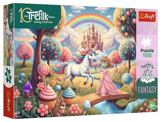 Puzzle 100 el. Jednorożec w Słodyczolandii Rodzina Treflików – zdjęcie 1