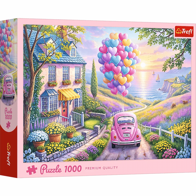 Puzzle 1000 el Romantyczna Przejażdżka Samochód Balony Trefl – zdjęcie 1