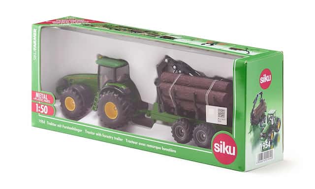 SIKU Kolekcjonerski Traktor z Przyczepą Leśną John Deere 195 – zdjęcie 1