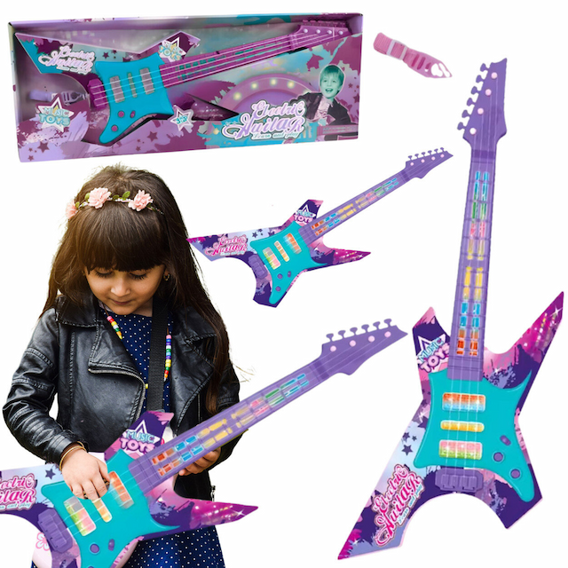 Gitara Basowa Elektryczna Różowa Instrument Muzyczny Światło – zdjęcie 1