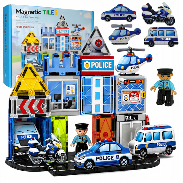 Zestaw Klocki Magnetyczne Komisariat Policji 34 el – zdjęcie 1